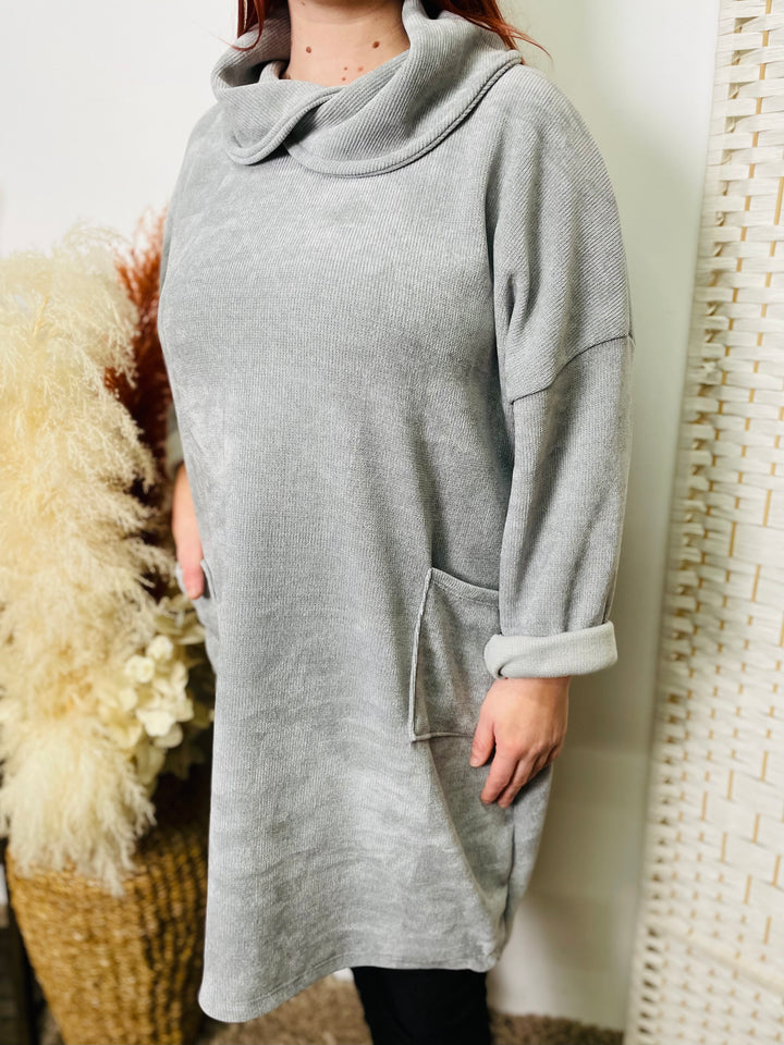 "ARIANA" Corduroy Tunic-Silver