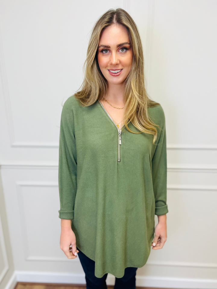 "CASSIDY" Luxury Soft Jumper-Khaki Green