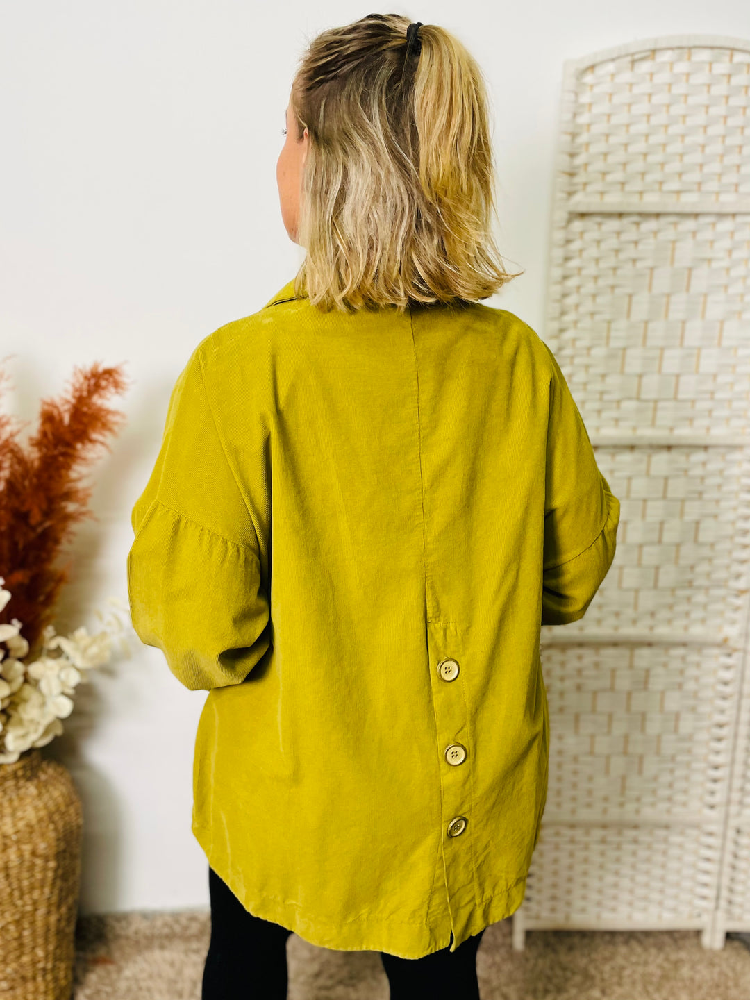 "SABRINA" Corduroy Blazer-Lime Green