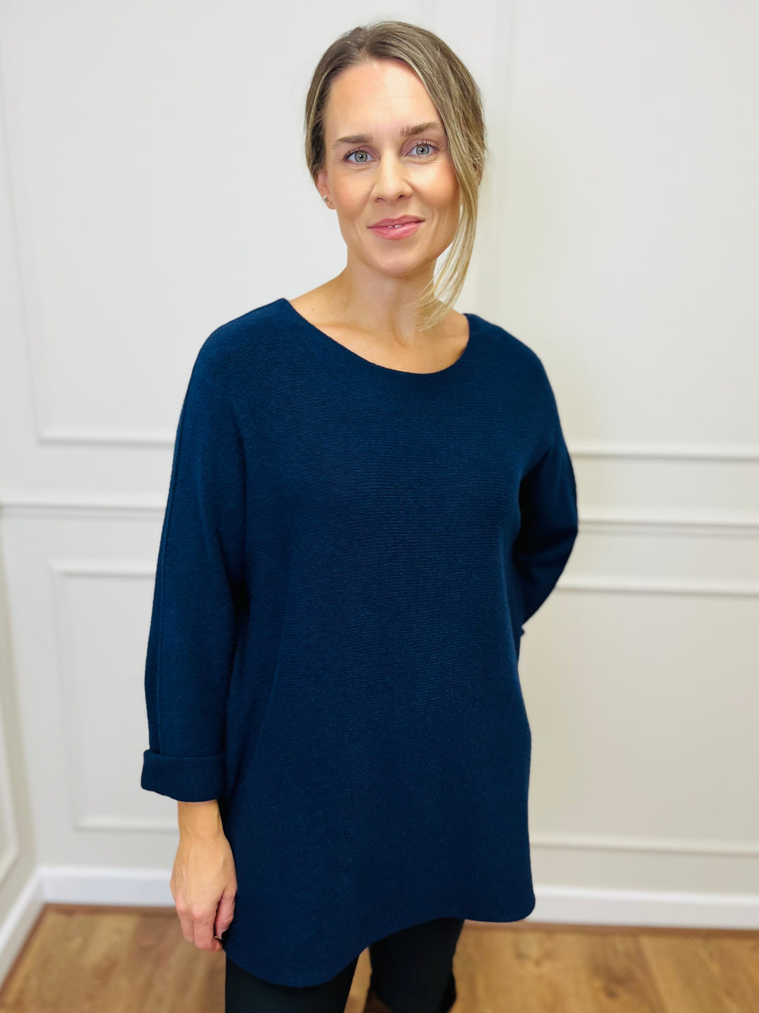 "GINNY" Basic Soft Jumper-Navy