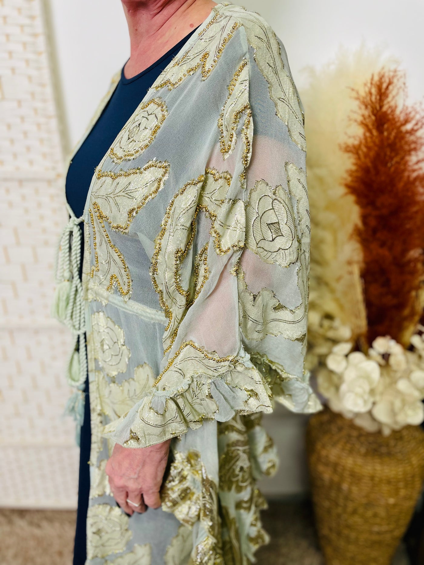 "RAMONA" Floral Print Kimono-Green