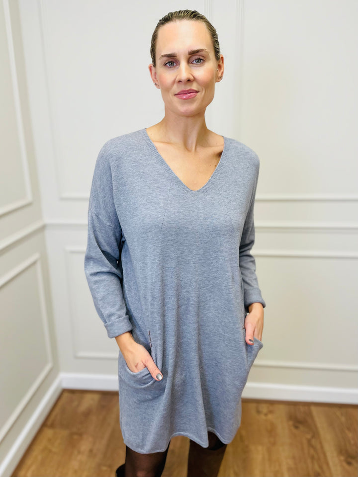 "MILLIE" Fine Knit Tunic-Grey