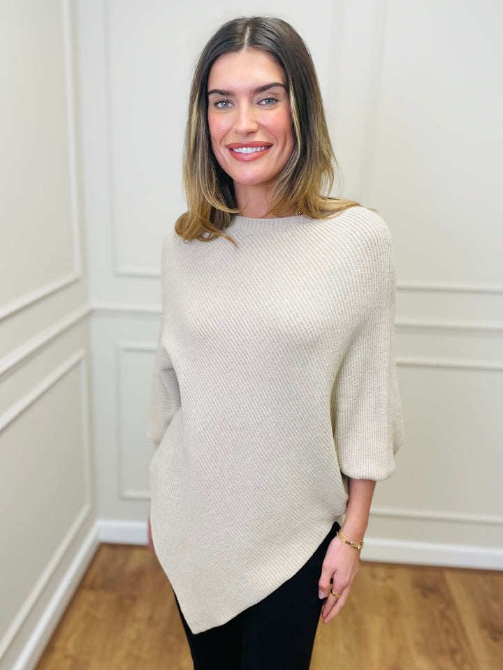 "ELLA" LUXURY Poncho-Sand