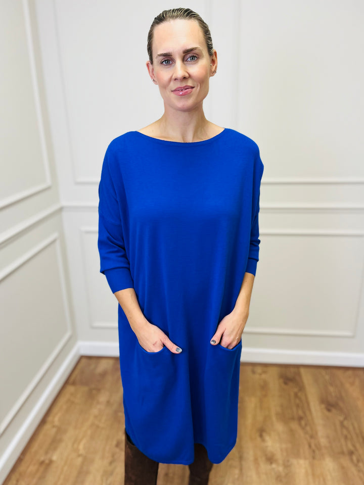 &quot;RUBY&quot; Fine Knit Dress-Blue