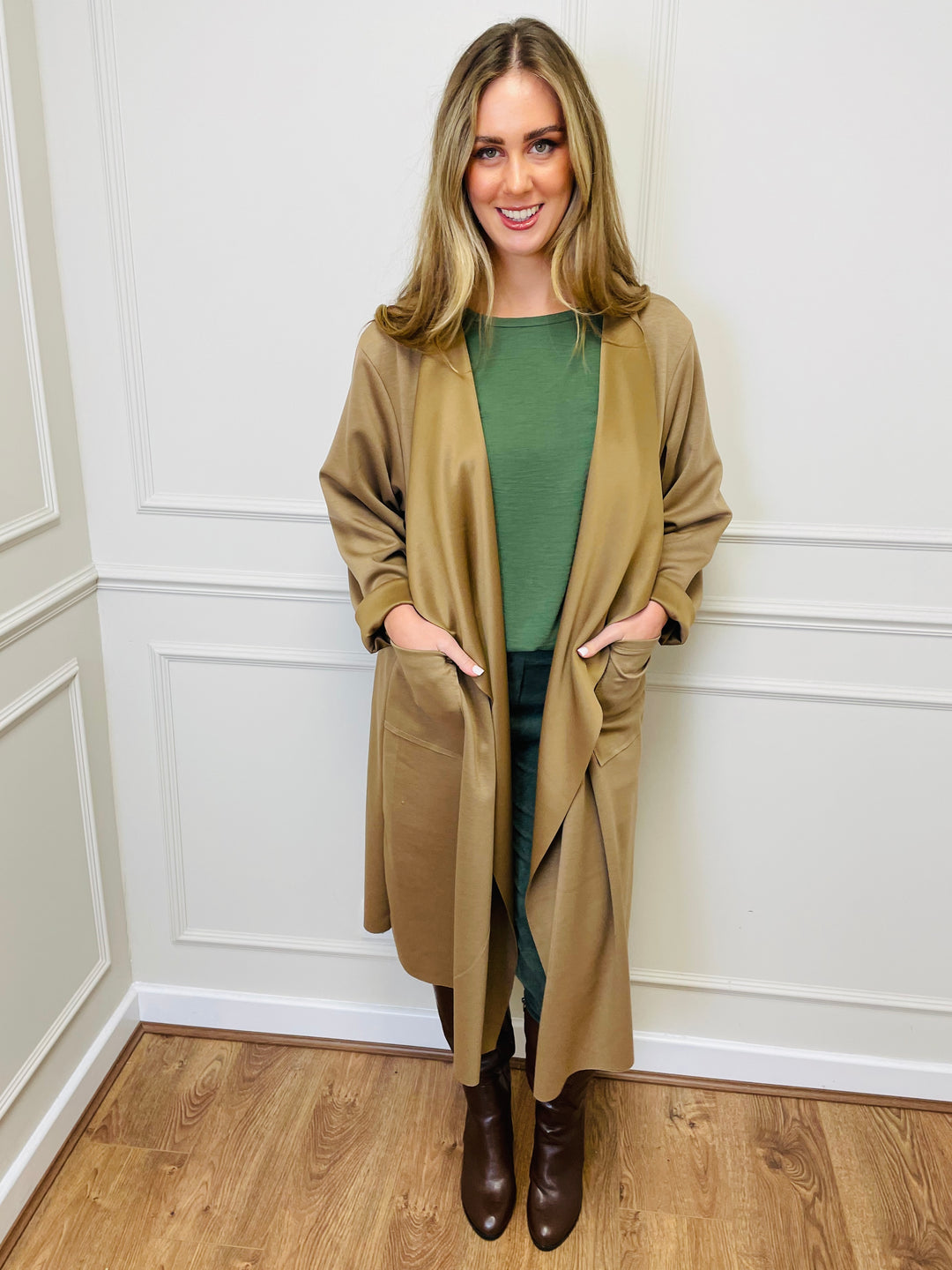 "ELAINE” Waterfall Jacket-Tan