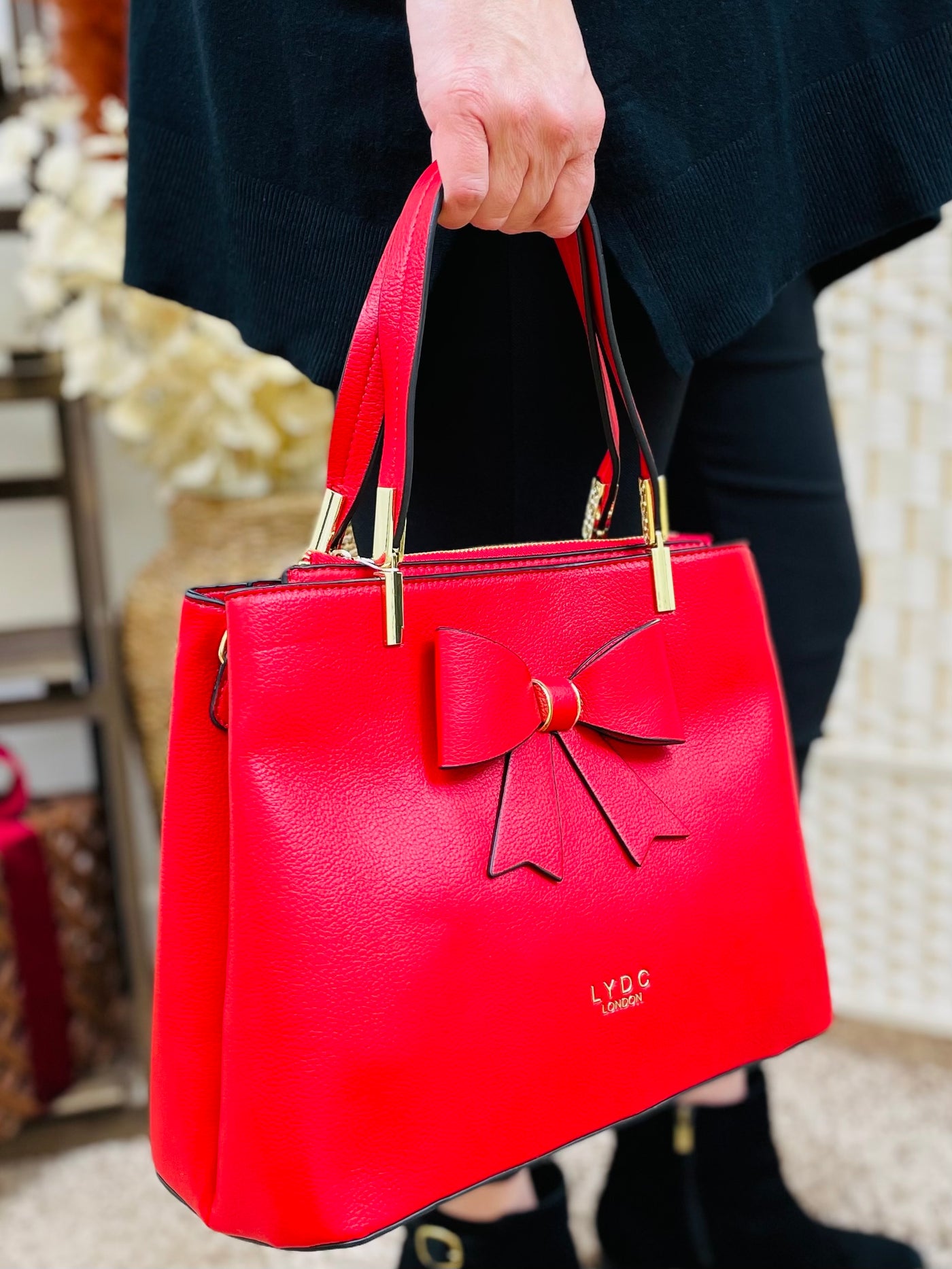 "LUCY" Bow Handbag-Red