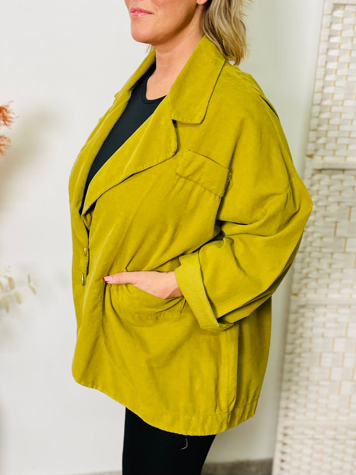 "SABRINA" Corduroy Blazer-Lime Green