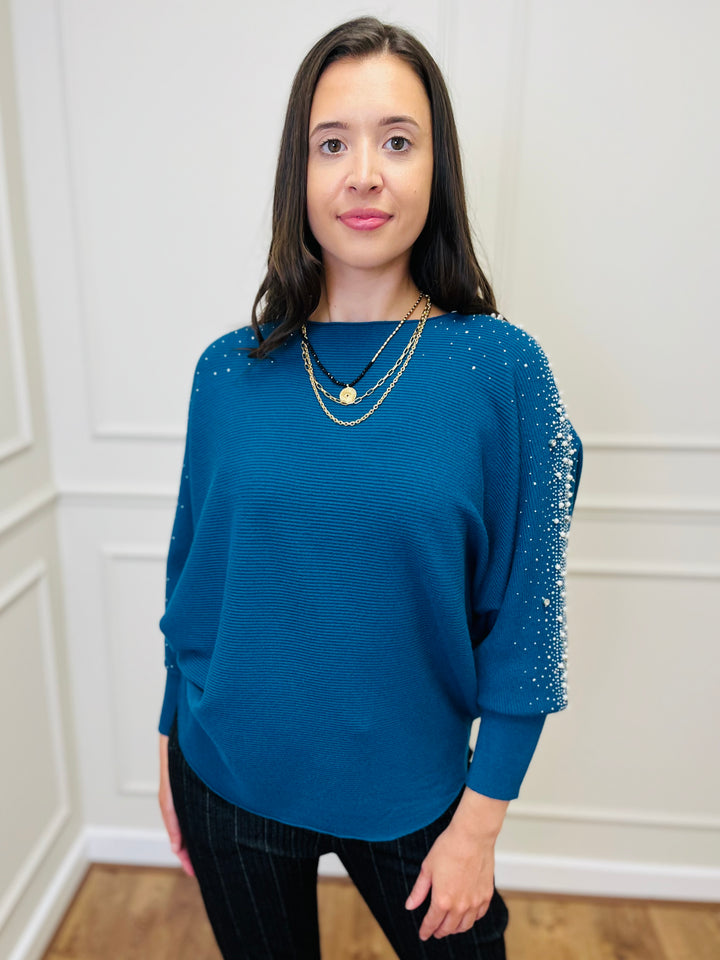 "MAYA" Pearl Jumper-Teal