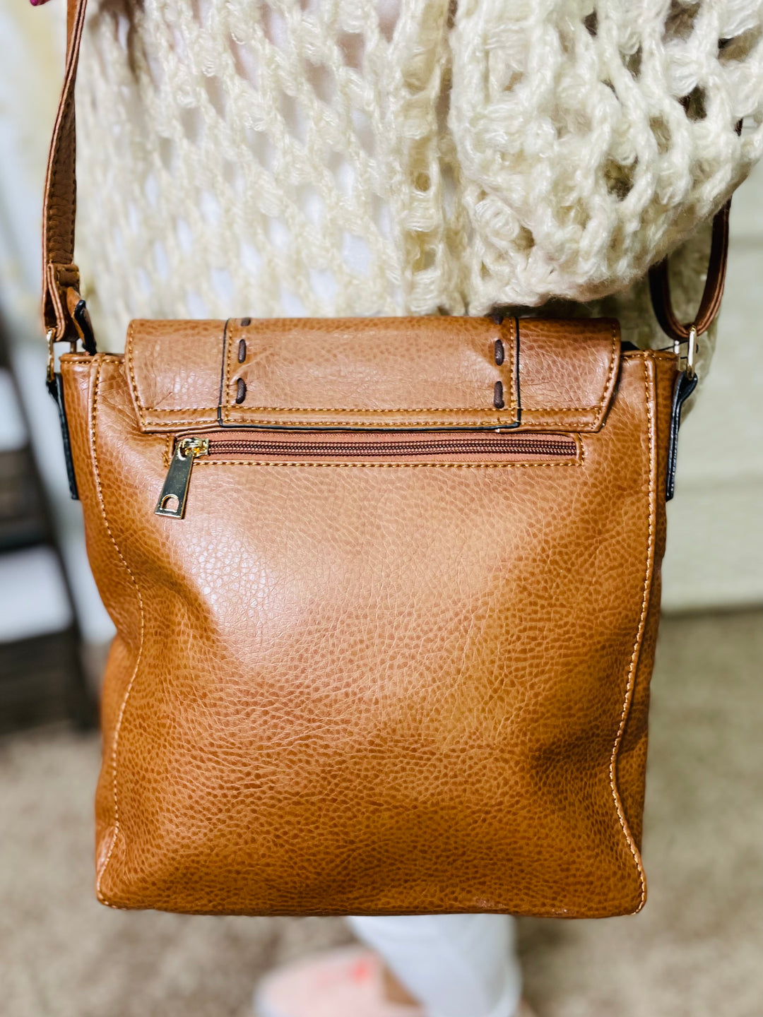 Button Crossbody Handbag-Orange