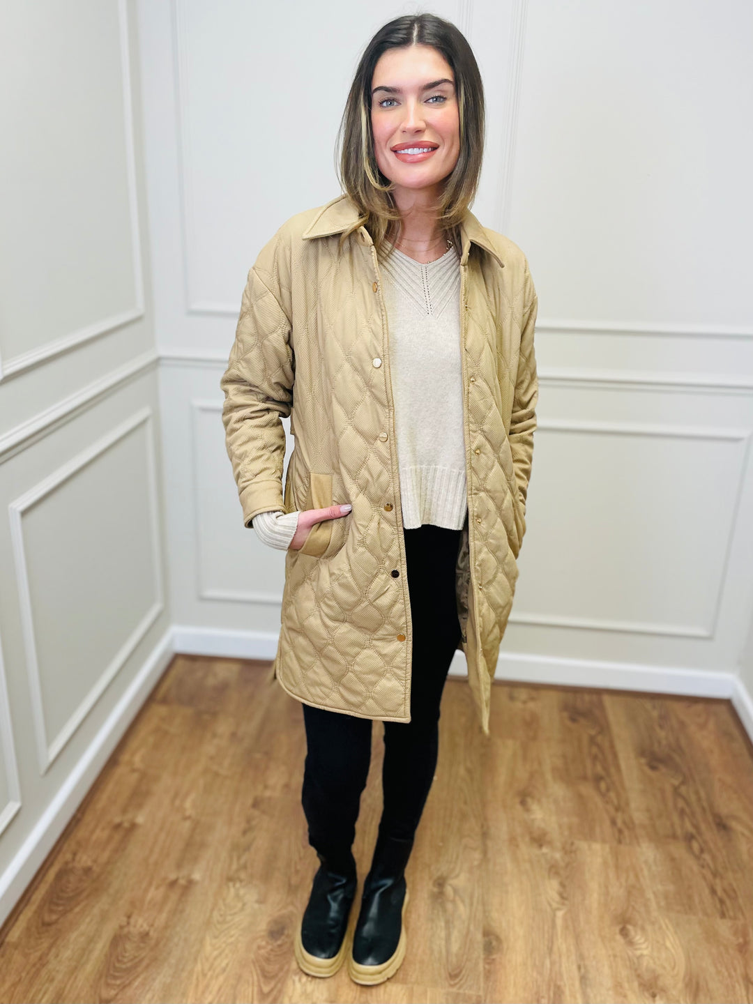 "SAMIRA" Quilted Coat-Camel