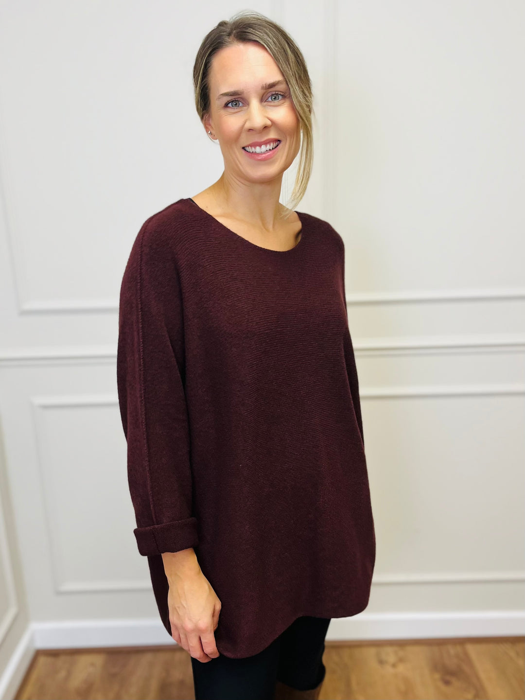 "GINNY" Basic Soft Jumper-Wine