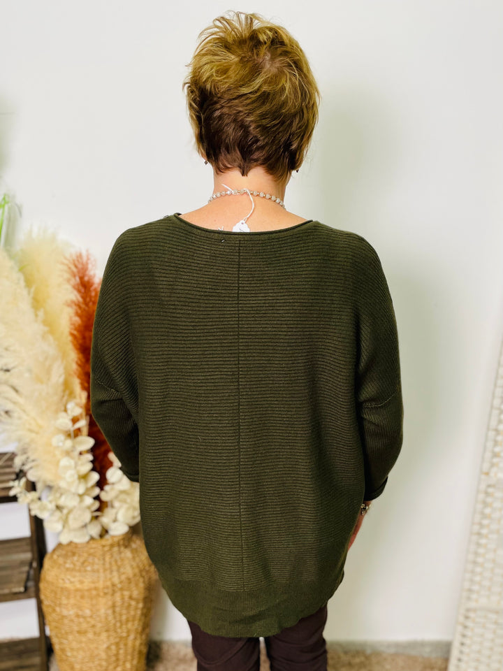 "CASSY" Knitted Jumper-Forest Green