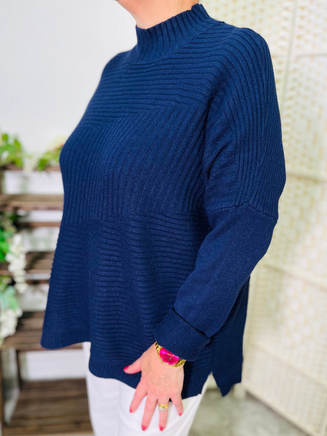 "LULU" Knitted Jumper-Navy