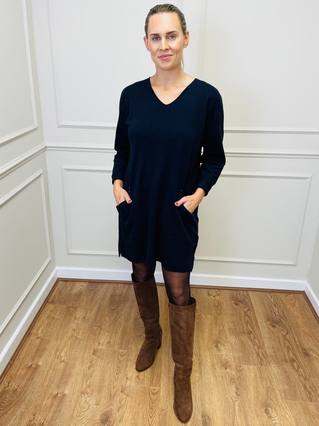 "MILLIE" Fine Knit Tunic-Navy