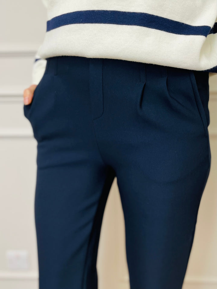 "PARIS" Bootcut Trousers-Navy