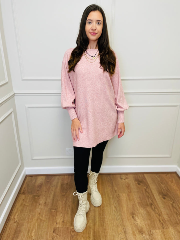 "EVELYN" Button Back Dress-Pink