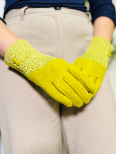 Knitted Gloves-Lime Green