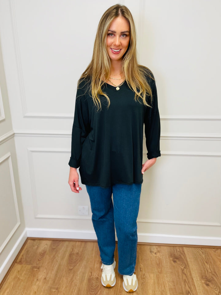 "BARBARA" Basic Top-Black