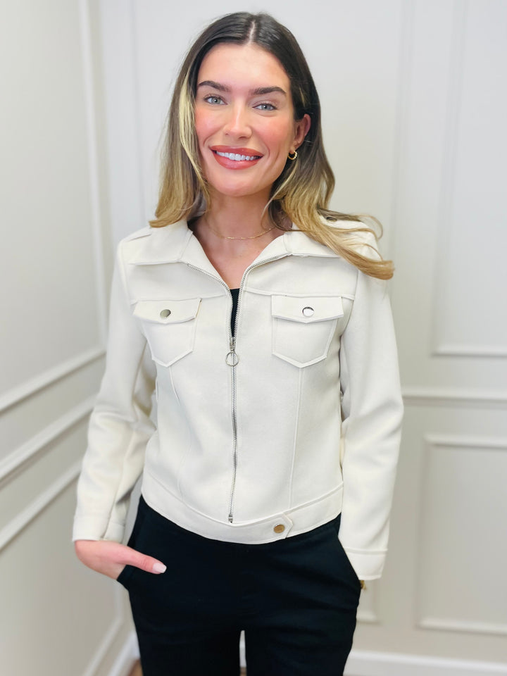 "ESTELLA" Biker Jacket-Cream