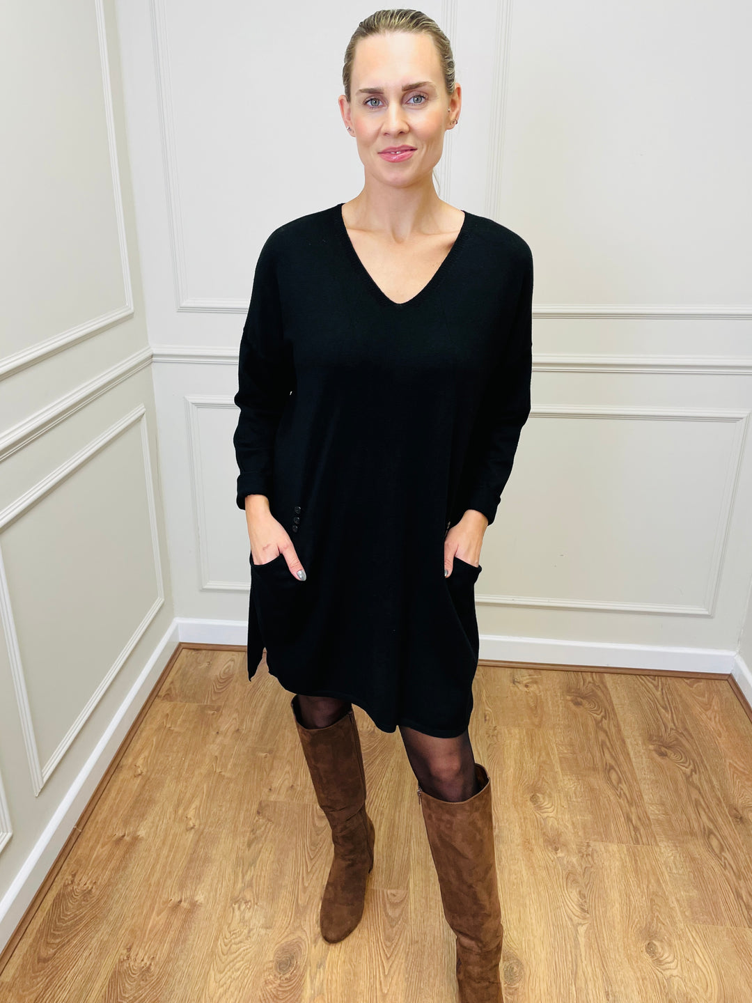 "MILLIE" Fine Knit Tunic-Black
