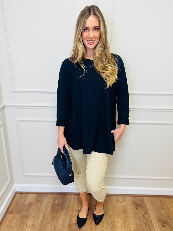 "GEORGIA" Basic Soft Jumper-Navy