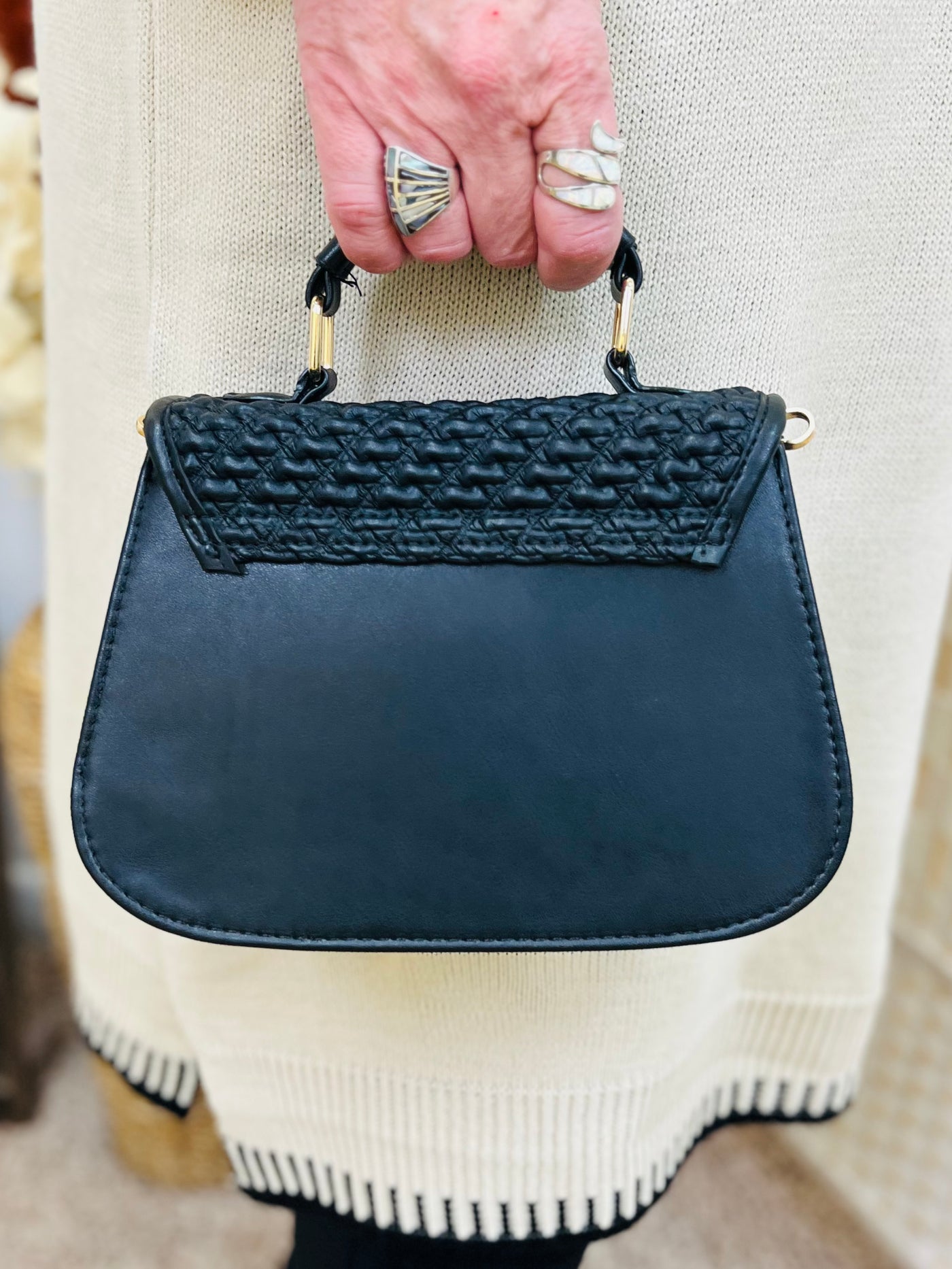 Small Quilted Handbag-Black