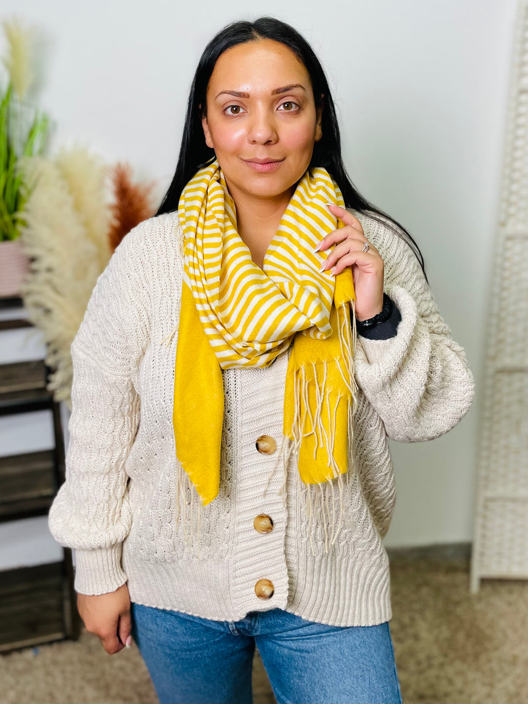 No.51 Stripe Print Scarf-Yellow