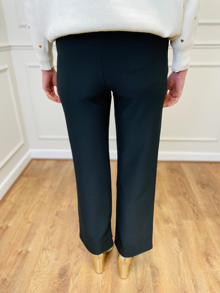 "PARIS" Bootcut Trousers-Black