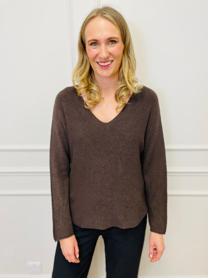 "MAGNOLIA" Fine Knit Jumper-Brown