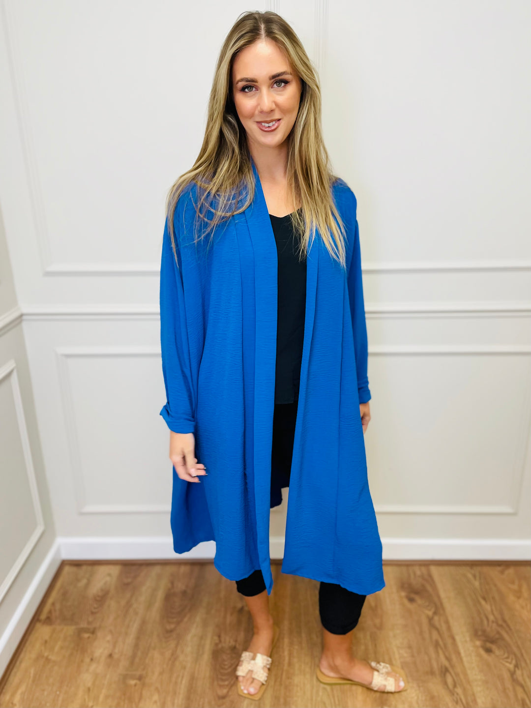 "ANDREA" Longline Jacket-Blue