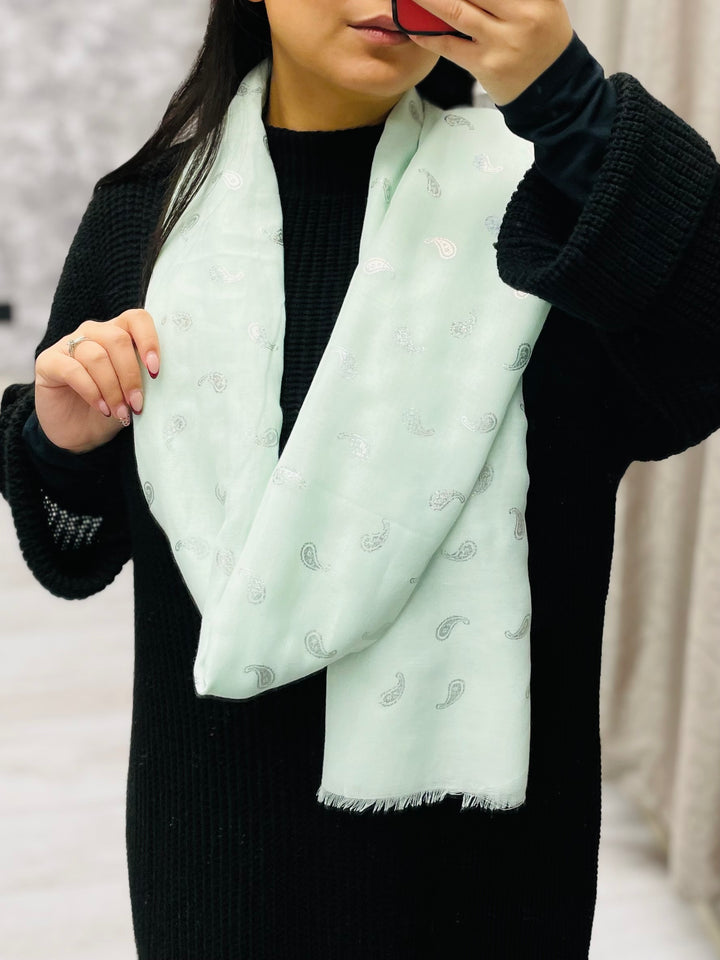 No.86 Artistic Print Scarf-Green