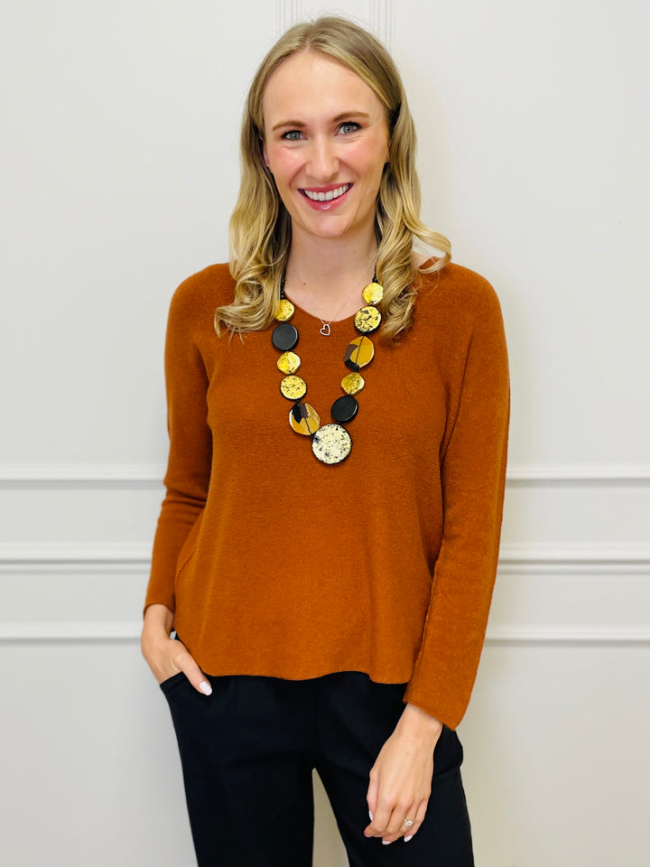 "MAGNOLIA" Fine Knit Jumper-Rust