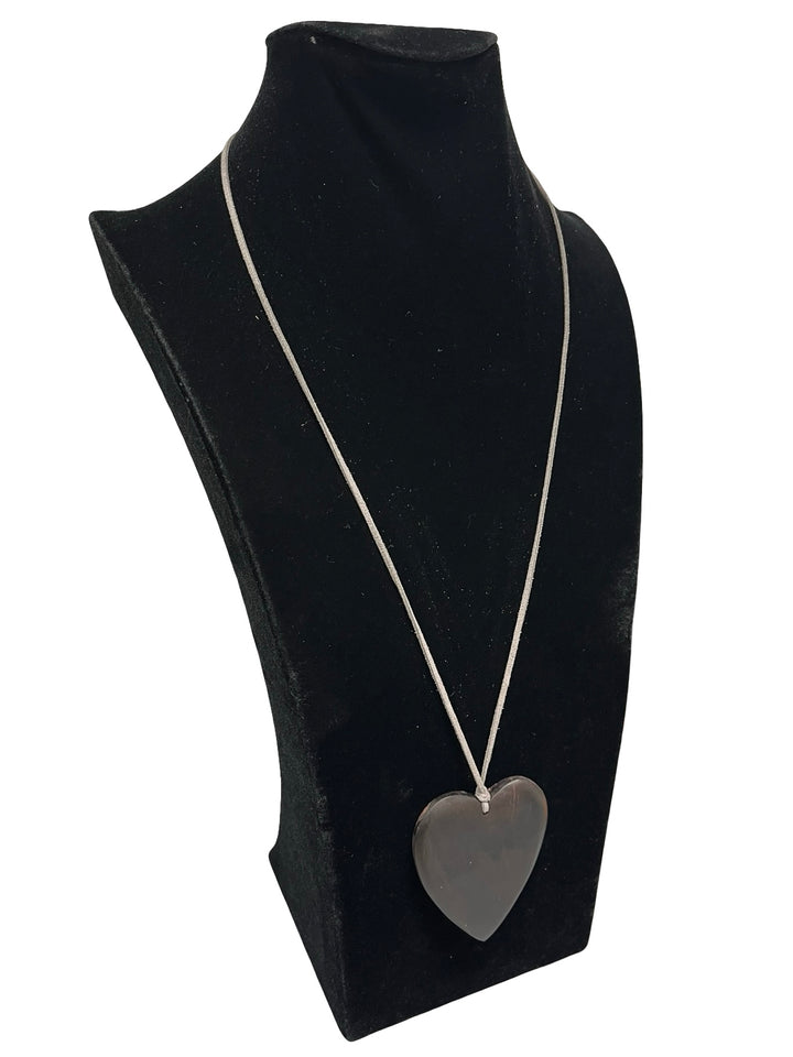 Long Heart Necklace-Black