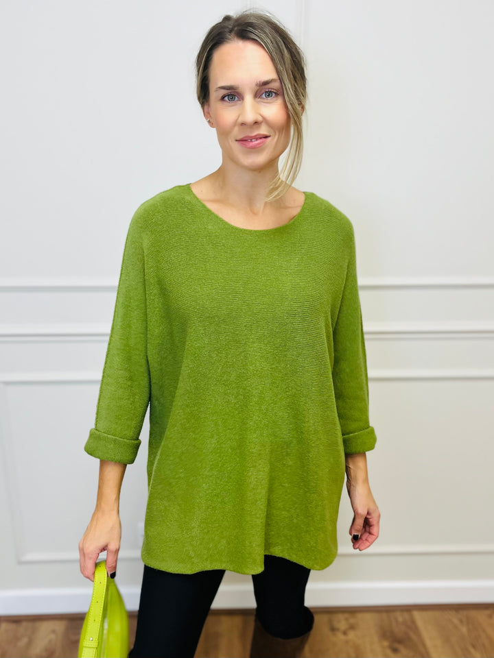 "GINNY" Basic Soft Jumper-Lime
