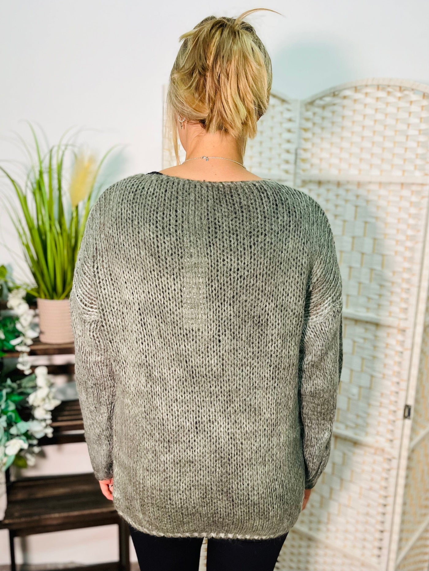 "CLEO" Knitted Jumper-Green