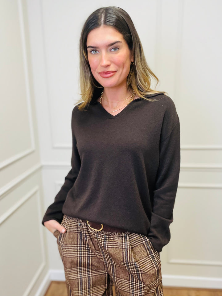 "NIKO" LUXURY Fine Knit Jumper-Brown