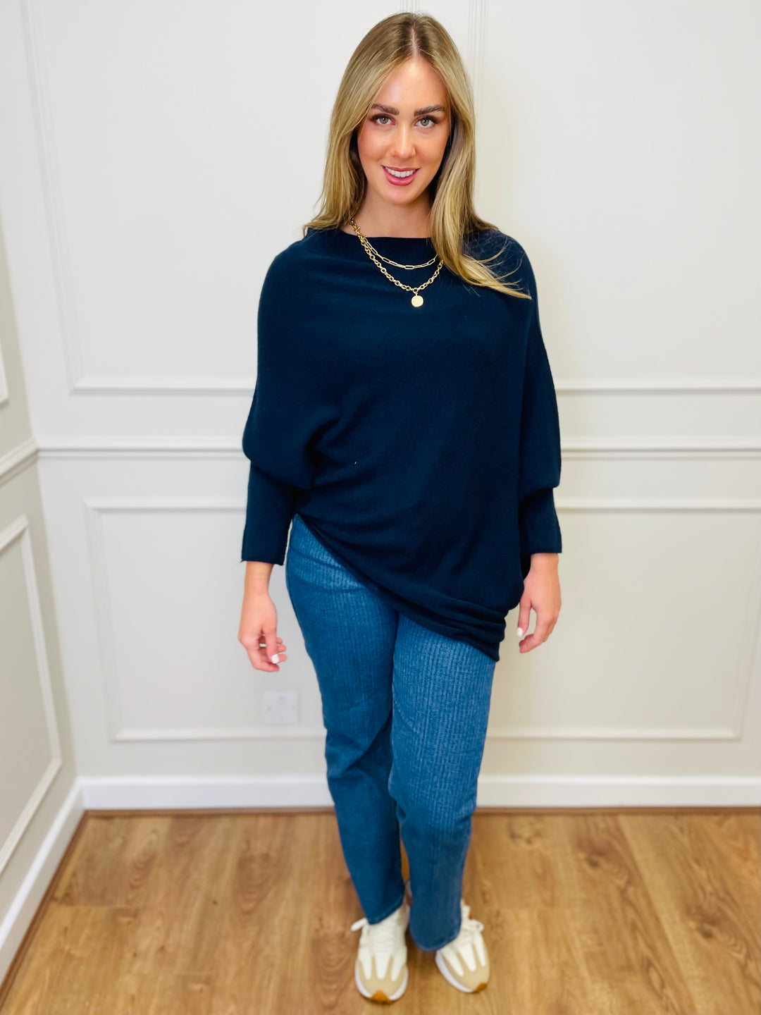 "BELLA" Asymmetric Jumper-Navy