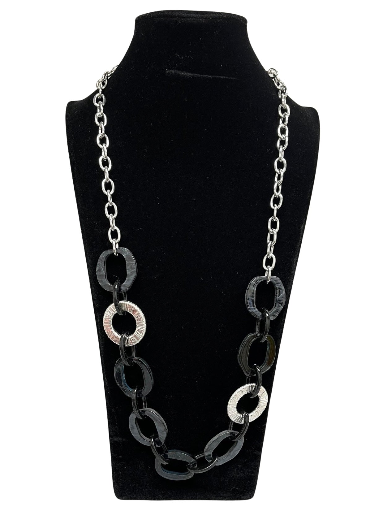 Black & Silver Long Statement Necklace