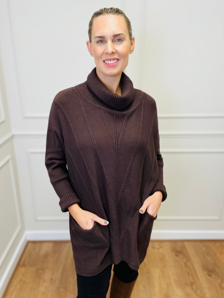 "GRACE" Knitted Jumper-Brown