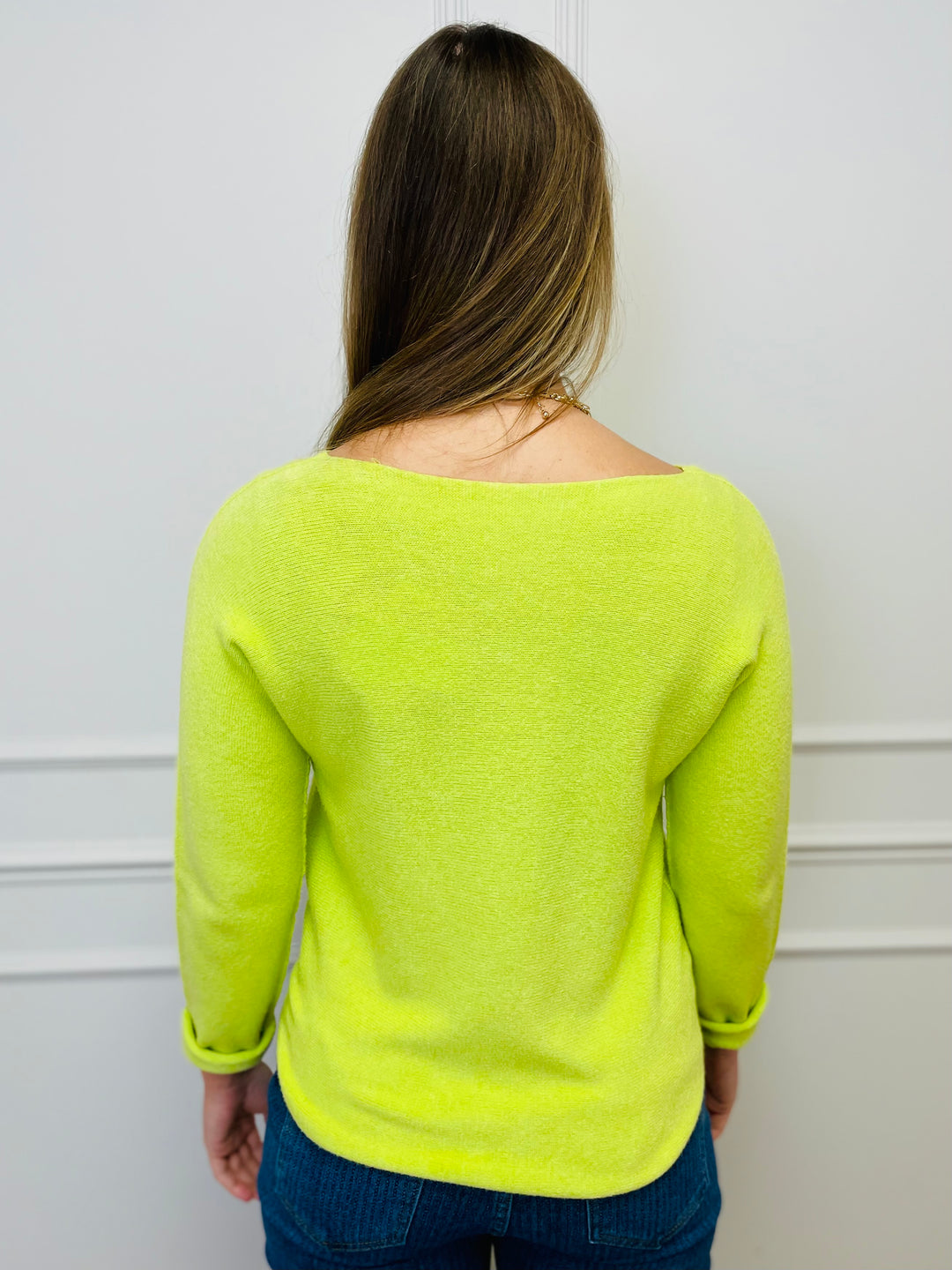 "MAGNOLIA" Fine Knit Jumper-Lime Green