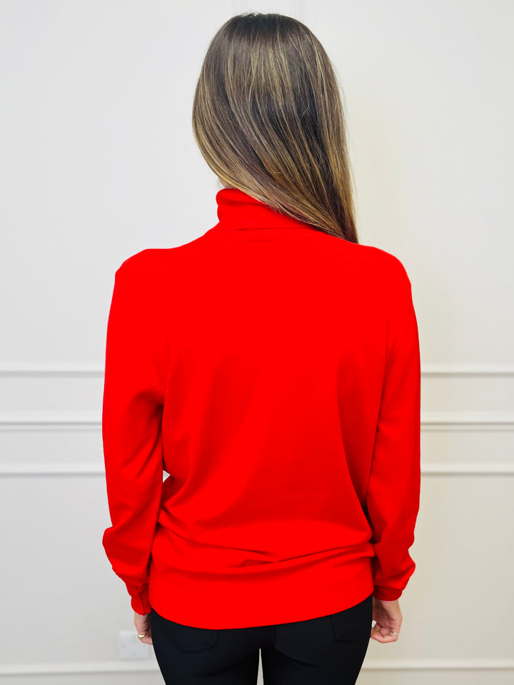 "ROBIN" Polo Neck-Red