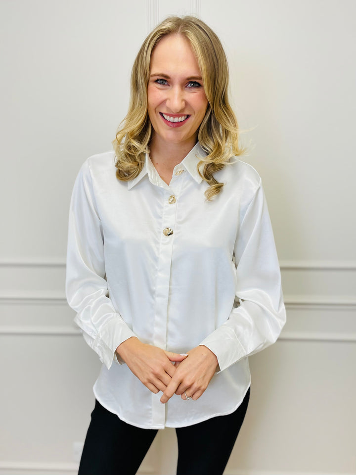 "PALOMA” Satin Shirt-White