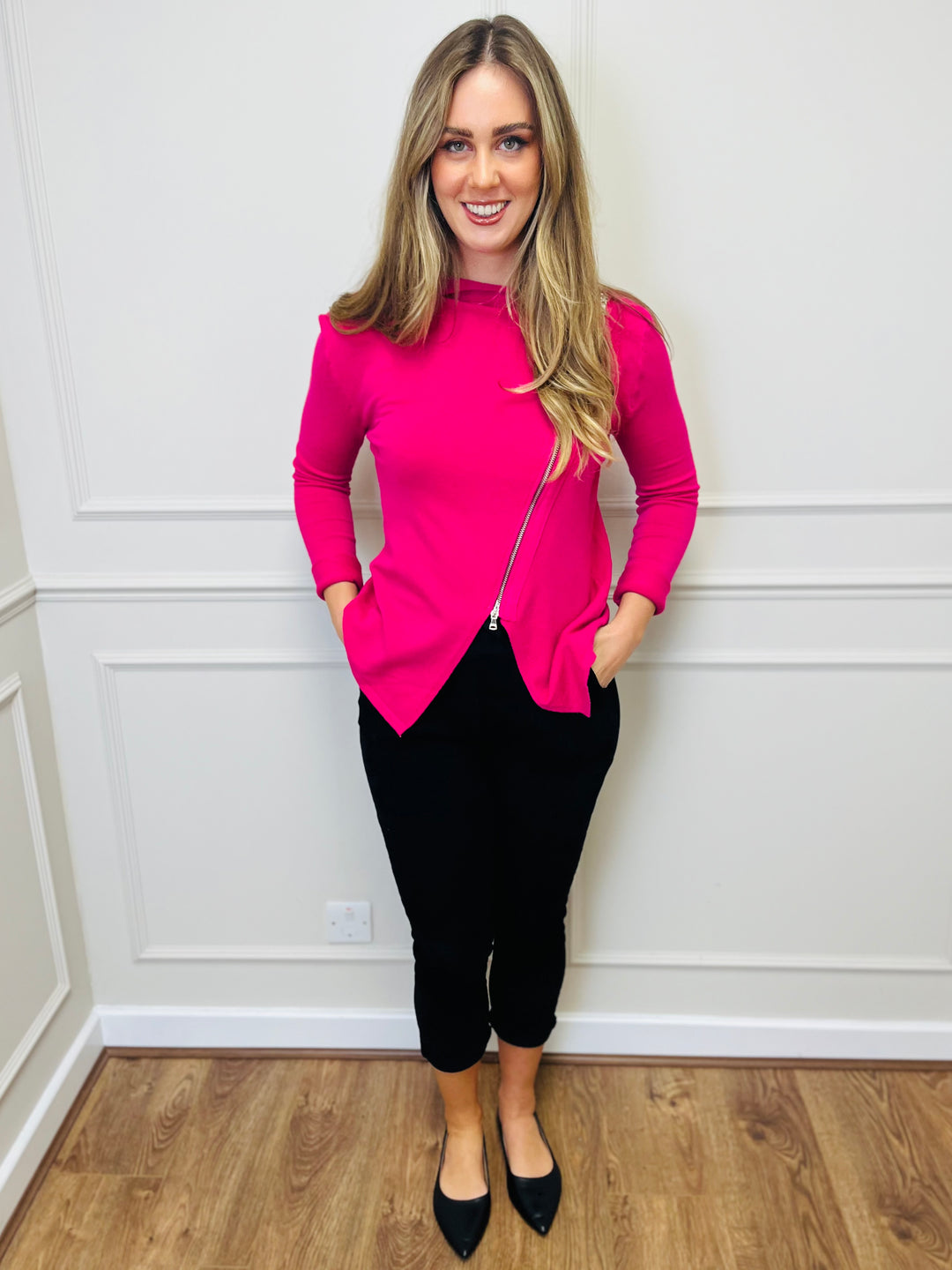 "HAYLEY" Short Biker Jacket-Pink