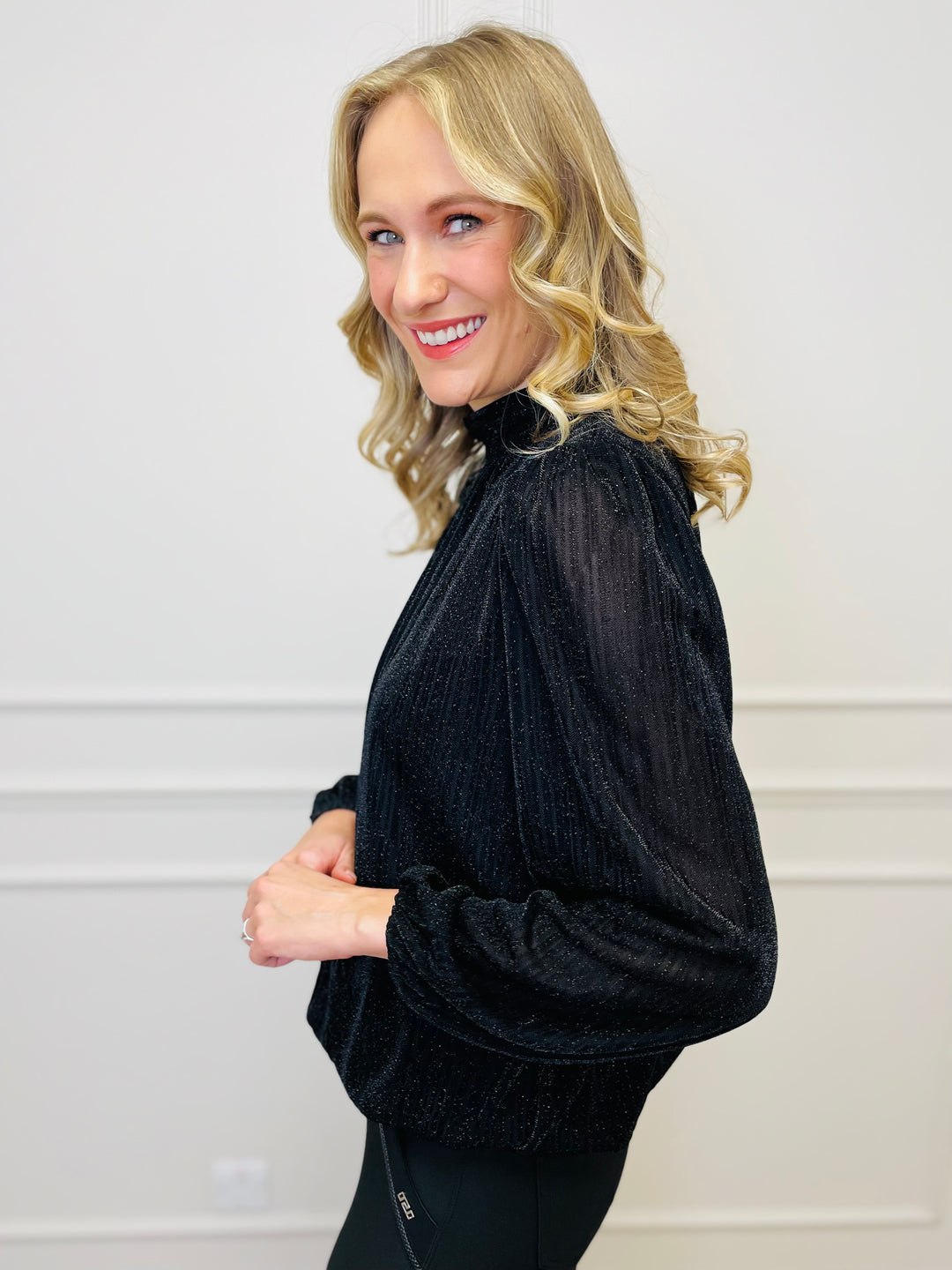 "PAULINA" Sparkle Blouse-Black