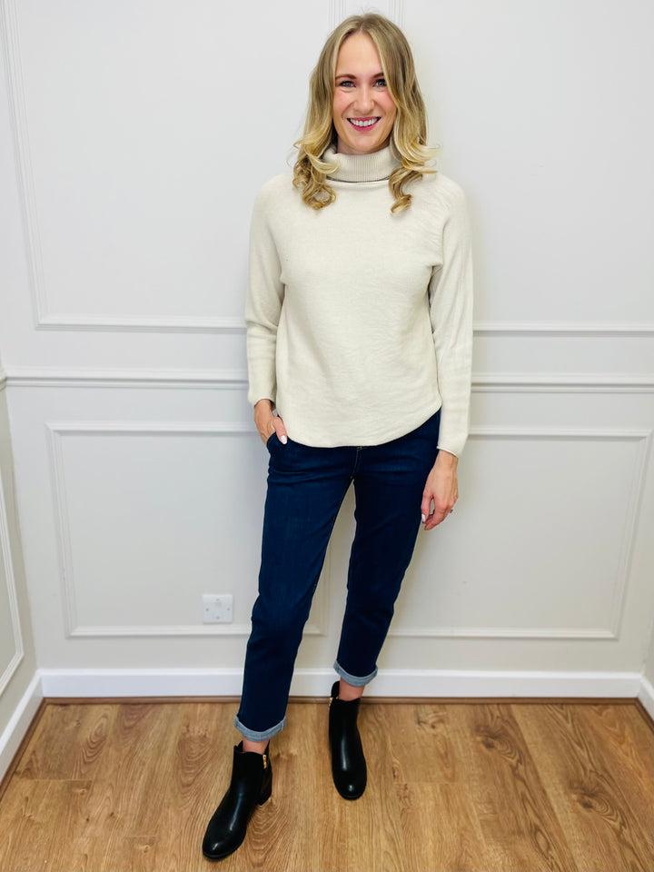 "MANDY" Roll Neck Jumper-Cream