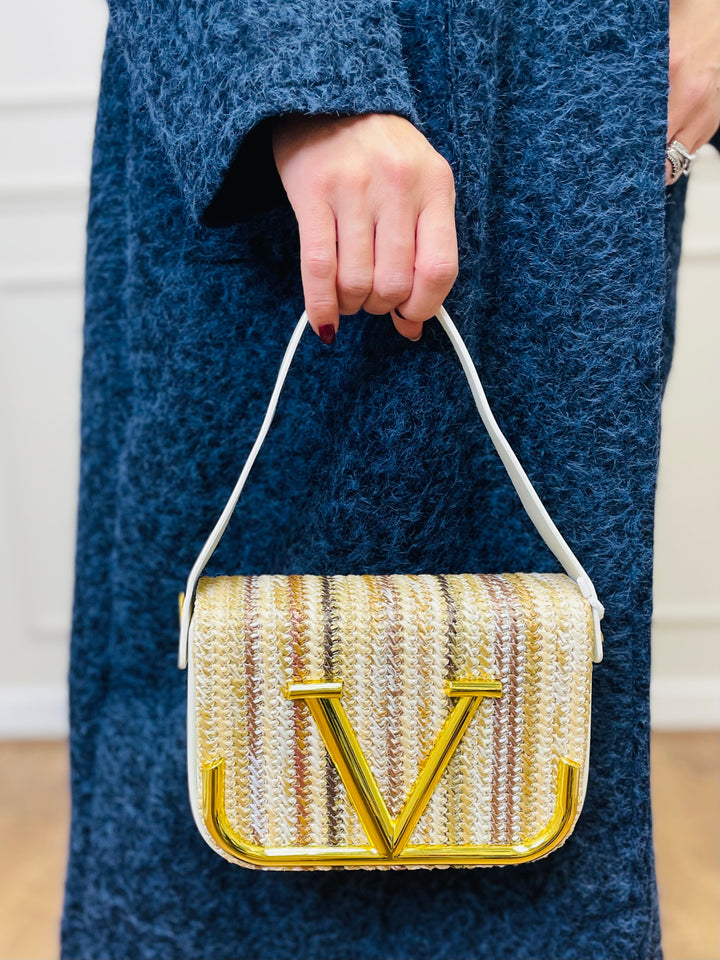 No.81 Striped Woven Bag-White & Multicolour