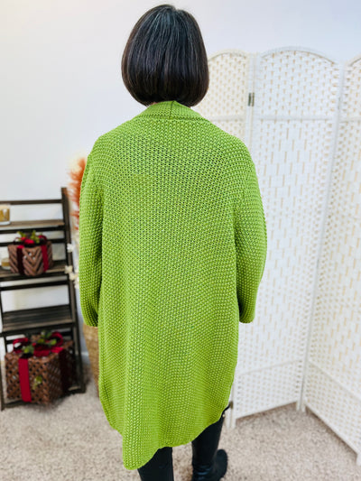 "MARISSA” Knitted Cardigan-Lime Green