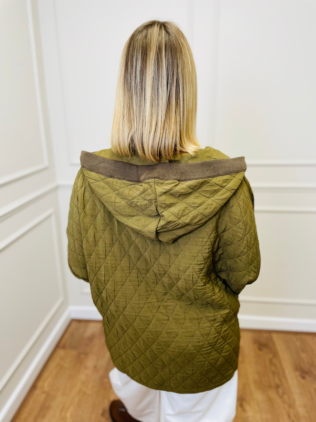 "ADELINA" Quilted Jacket-Olive