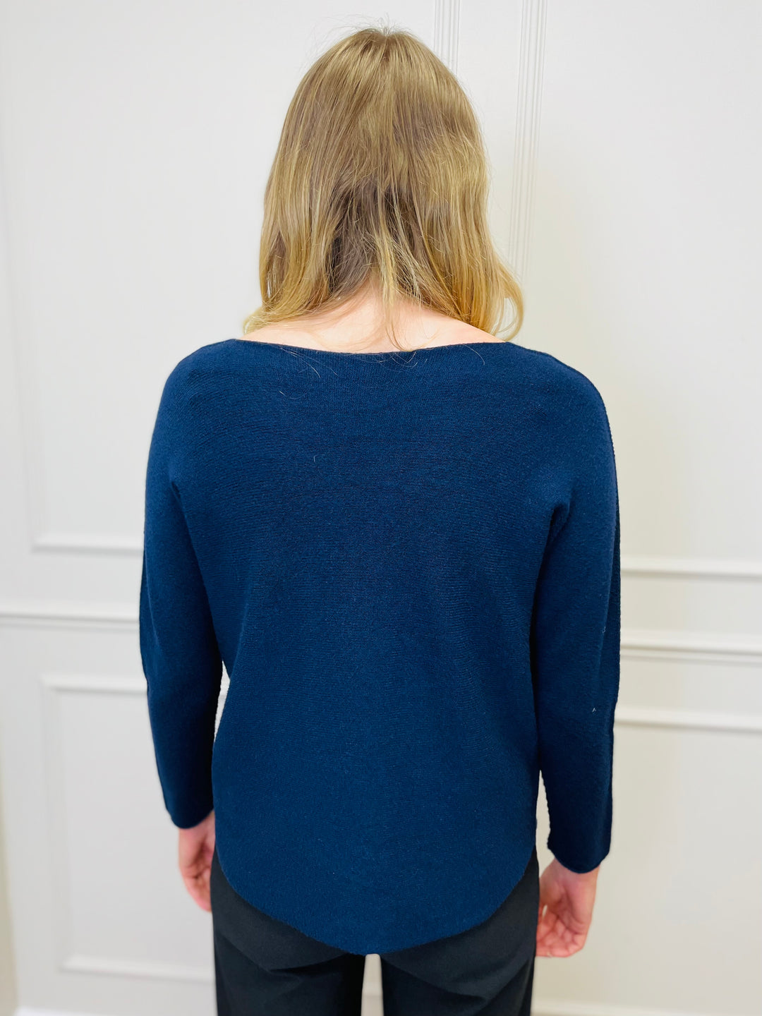 "MAGNOLIA" Fine Knit Jumper-Navy