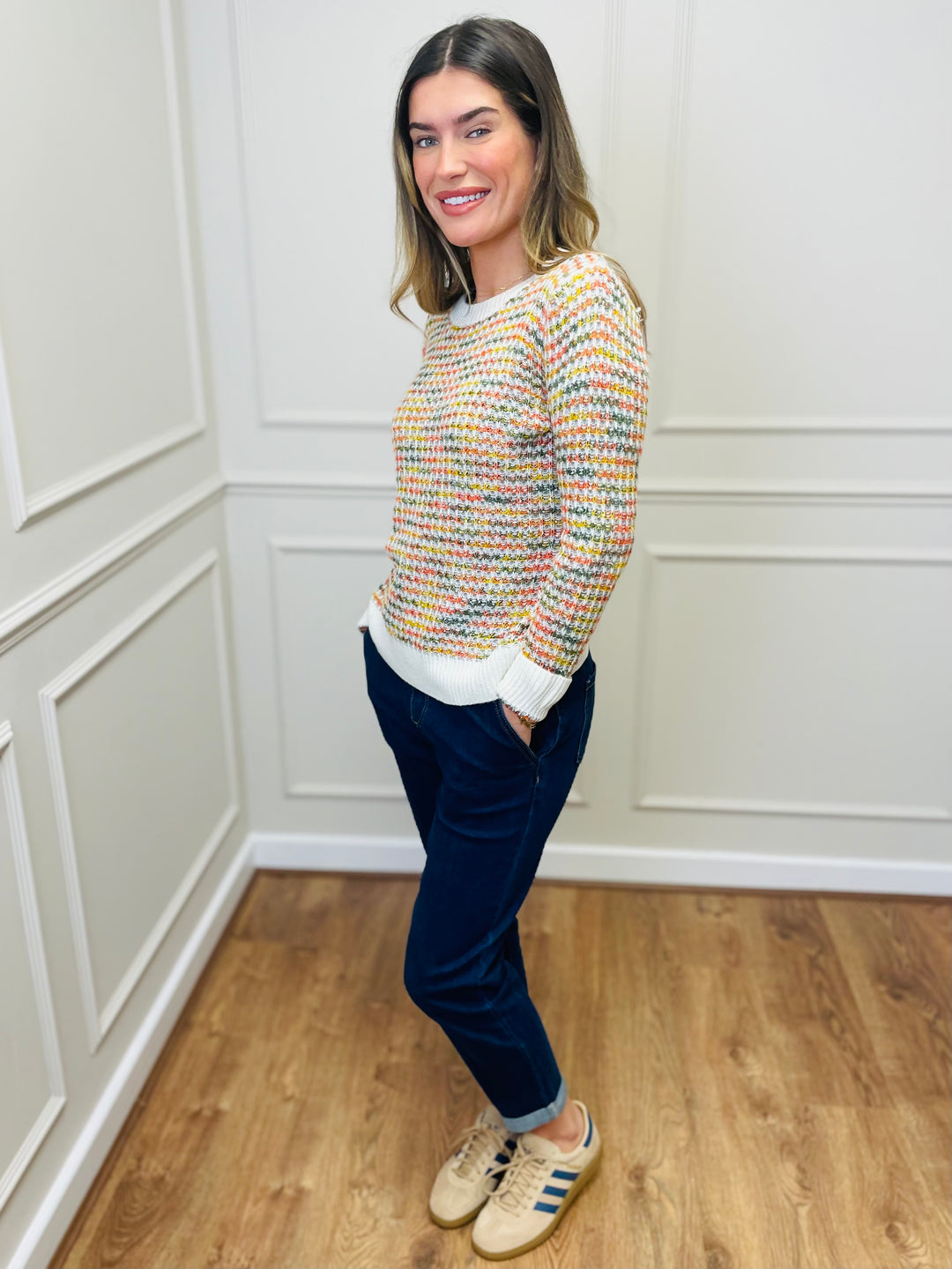 "ERIN" Textured Knit Jumper-Multicolour